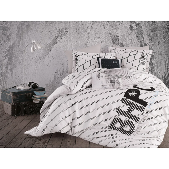 White/Black 100% Cotton Duvet Cover Set