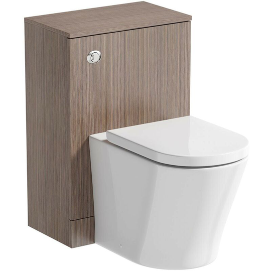 Wye walnut back to wall unit and contemporary toilet with soft close seat - Walnut - Orchard
