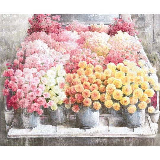 Truck Flowers Distressed - Wrapped Canvas Painting Print