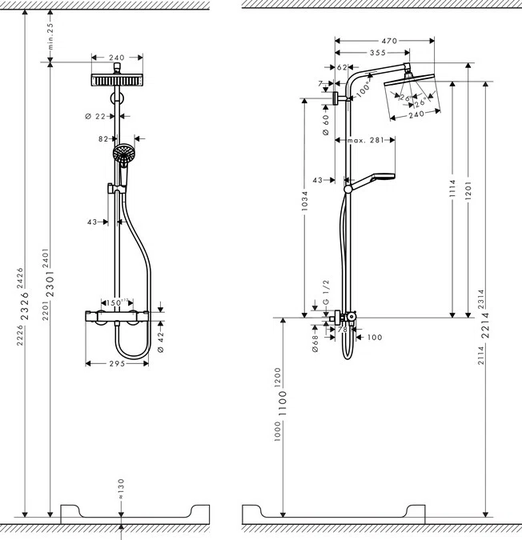 Ryals Mixer Shower with Dual Shower Head