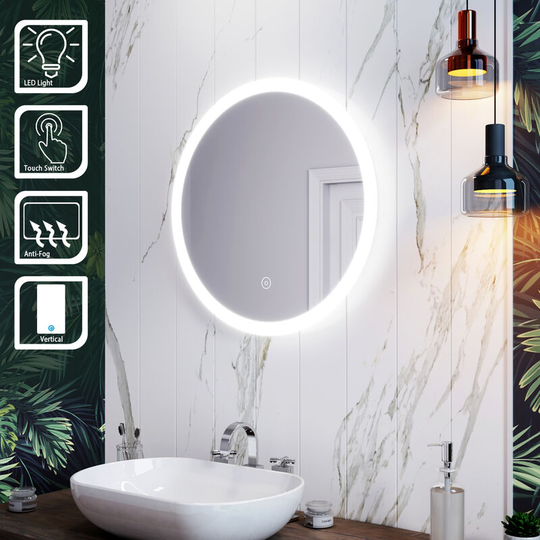 Ambient Light Mirror Round Bathroom Mirror 600x600mm Acrylic Mirror - Elegant