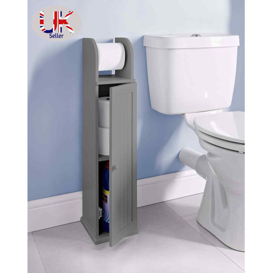 Free Standing Toilet Roll Holder Bathroom Unit Grey - Grey