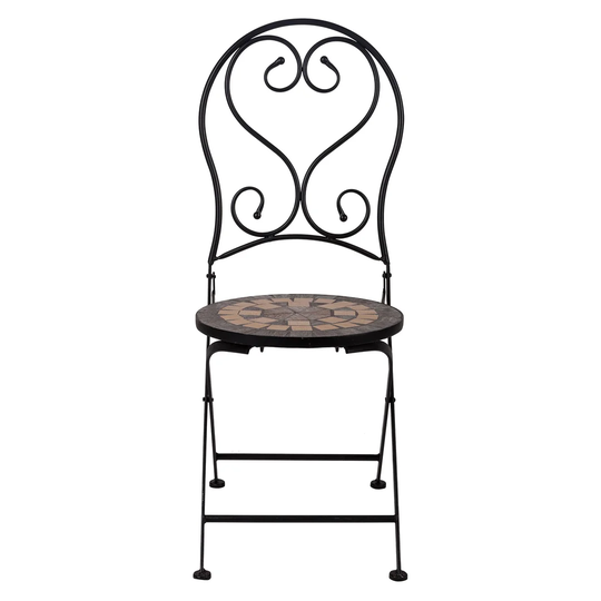 Set Of 2 Outdoor Chairs, Shabby Chic Style, Set Of 2 Outdoor Chairs In Iron, Cm 46X39h98, Black Color
