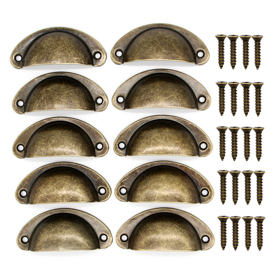 Vintage Shell Handle, Door Knob, Furniture Handle, Retro Iron Door Handles with Screws for Cabinet Drawer Cabinet Kitchen Cupboard, 8.1cm x 3.5cm