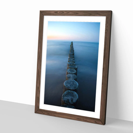 'Groynes Evening Sun Baltic Seascape' Framed Photographic Print