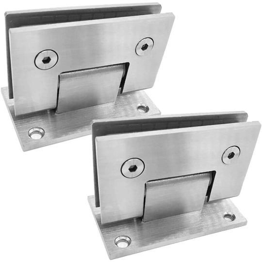 2 Pack Heavy Duty Bathroom Clamp, Stainless Steel Glass Door Hinge, Two Way Fixed Glass Door Hinge, Cabinet Showcase Storage Clamp