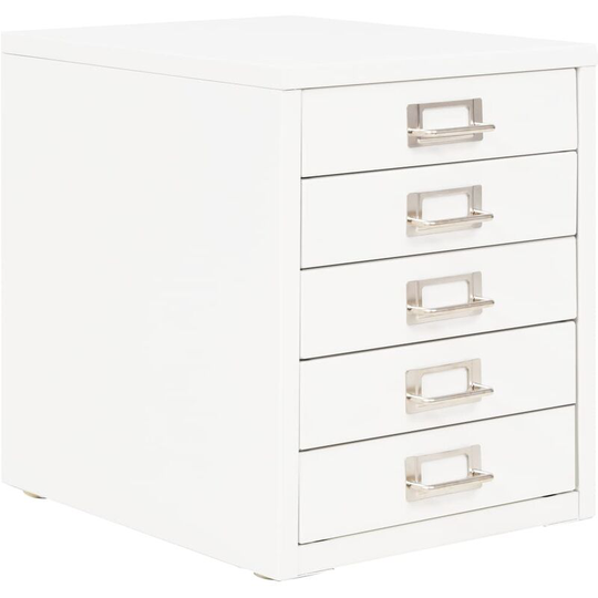 Vidaxl - Filing Cabinet with 5 Drawers Metal 28x35x35 cm White White