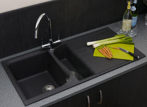 Reginox Elleci Black Granite Inset 1.5 Kitchen Sink With Waste EGO475