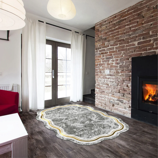 Hornersville Machine Woven Grey/Gold Rug
