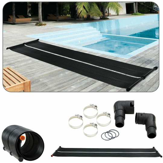 Solar heating solar collector pool heating solar mat solar absorber 66x300 cm - black - Black - Arebos