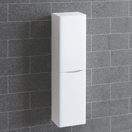 Tall Cupboard Storage Cabinet Bathroom Furniture - Right Hand 1400mm Gloss White