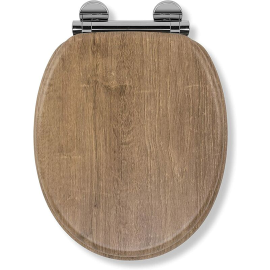 Flexi-Fix Ontario Soft Close Quick Release Top & Bottom Fix Toilet Seat, Teak Effect - Croydex