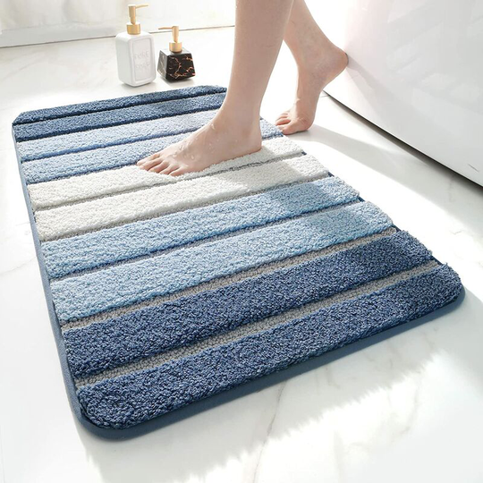 Perlerare - Non-Slip Bath Mat, Extra Soft Bathroom Rug, Machine Washable, Water Absorbent, 50 x 80 cm, Blue