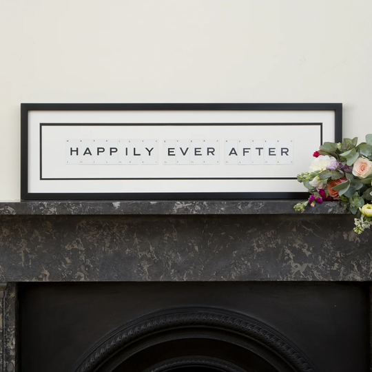 'Happily Ever After Typography' Framed Textual Art on Wood