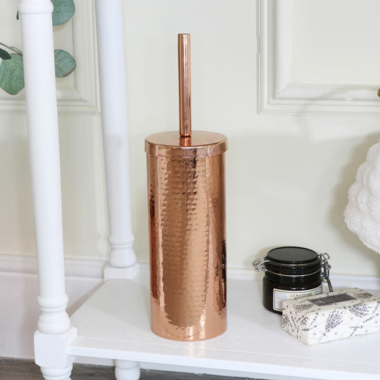 Hammered Copper Metal Toilet Brush Holder - Copper
