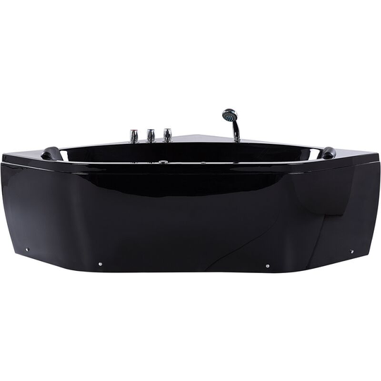 Beliani - Hydro Massage Whirlpool Bath Tub Black Acrylic Overflow Control 140 cm Meves - Black
