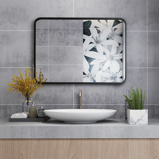 Lisa - Rectangular Black Frame Mirror MakeUp Dressing for Bathroom or Bedroom 600x1000mm