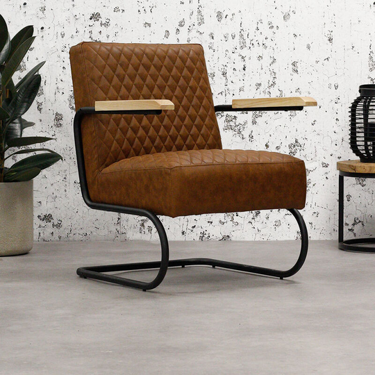 Industrial armchair Lars Cognac - Cognac