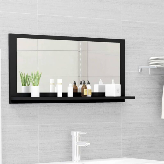 Bathroom Mirror Black 80x10.5x37 cm Chipboard FF804572_UK - Topdeal
