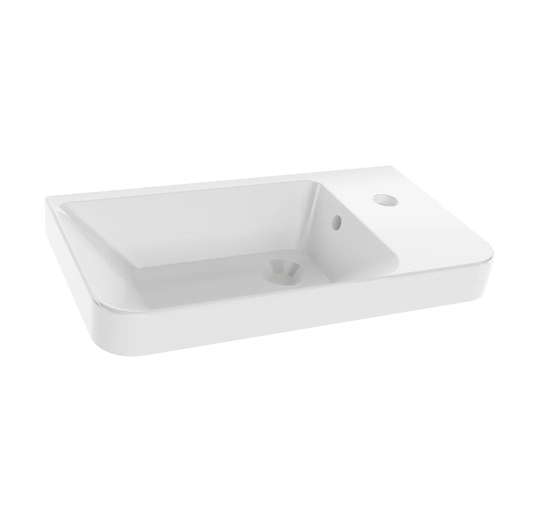 White Ceramic Rectangular Bathroom Sink with Faucet and Overflow