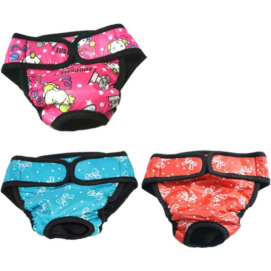 Ilovemilan - Dog Diaper Pet Physiological Pants Dog Washable Sanitary Shorts Panties Menstruation Underwear Briefs 3 Pieces