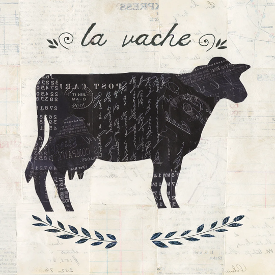 La Vache Silhouette Sq Words by Courtney Prahl - Wrapped Canvas Graphic Art Print