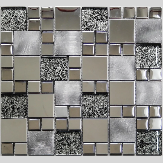 Nieves 30 x 30cm Mosaic Tile in Black/Grey