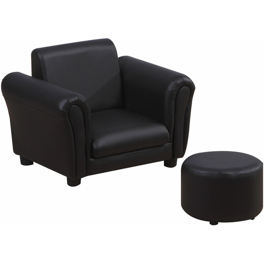 Kids Sofa Chair Set Armchair Seating Seat Bedroom Playroom Stool Black - Black - Homcom