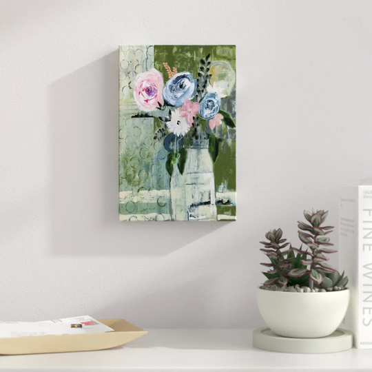 Modern Floral Circle by Tara Daavettila - Wrapped Canvas Painting Print