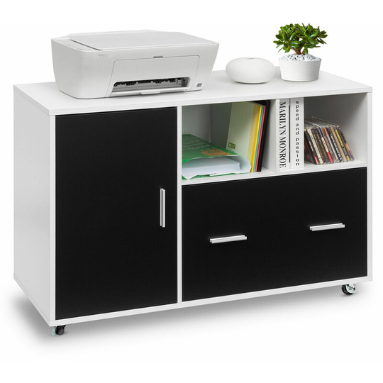 Mobile File Cabinet Home Office Storage Drawer Printer Stand Cupboard W/5 Caster