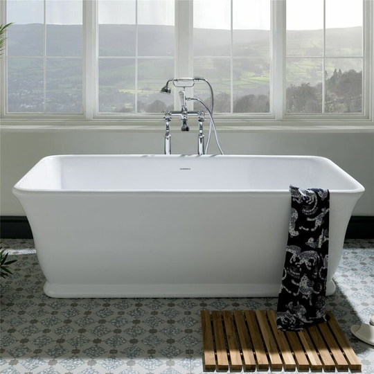 Traditional Freestanding White Bath Acrylic Luxury Bathtub Universal 1680x750mm - White