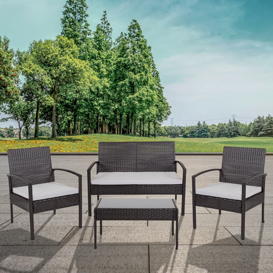 Accomac Rattan 4 - Person Seating Group with Cushions