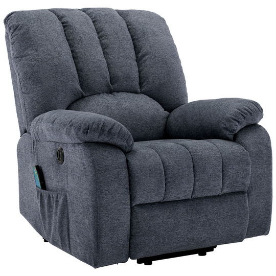 Axhup - Electric Recliner Chair, Power Lift Fabric Life Armchair with Massage and Heat, Single Sofa with 2 Side Pockets (Gray)