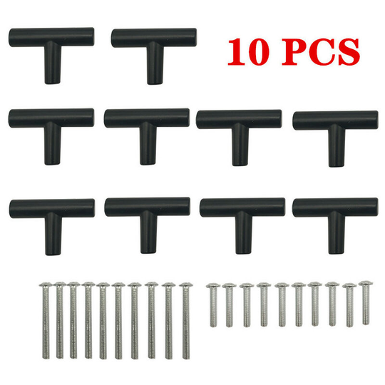 10 Pack 2 Inch Matte Black Aluminum Alloy Cabinet Handles for Kitchen Cabinets, Kitchen Cupboard Handles, Modern Cabinet Handle, T-Handle, Wardrobe