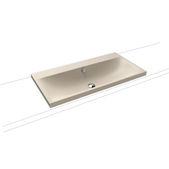 Silenio Warm Beige Steel Enamel Rectangular Bathroom Sink