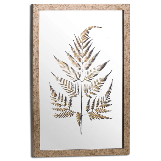 'Brass Fern' - Picture Frame Graphic Art Print on Glass