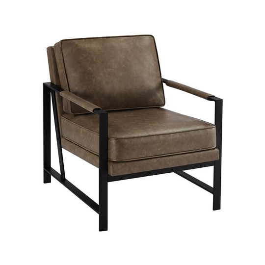 Yaheetech Retro Upholstered Faux Leather Accent Chair,Brown - brown