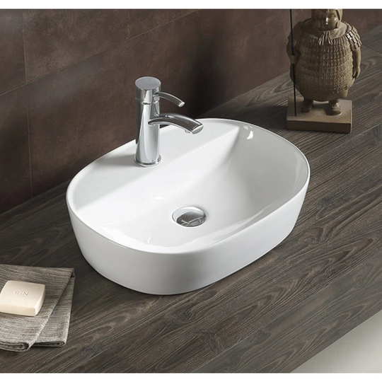 Caseville Ceramic Oval Countertop Basin Bathroom Sink with Overflow