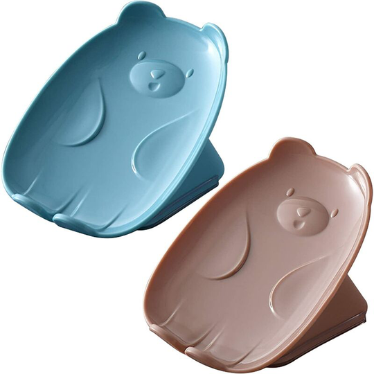 2Pcs Soap Dish, Plastic Soap Box with Drain for Bathroom, Kitchen, Easy Clean Shower Soap Dish (blue + brown)