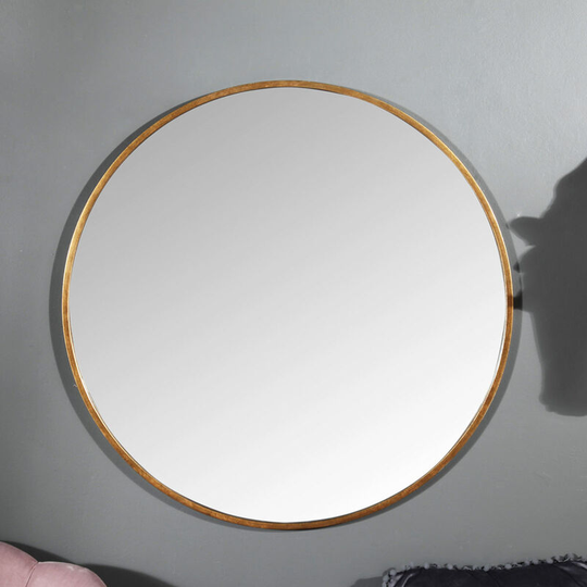 Large Round Gold Framed Wall Mirror 80cm x 80cm - Gold