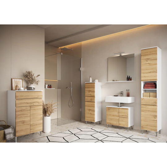 Adeesa 60Cm W x 97Cm H x 34Cm D Free-Standing Bathroom Cabinet