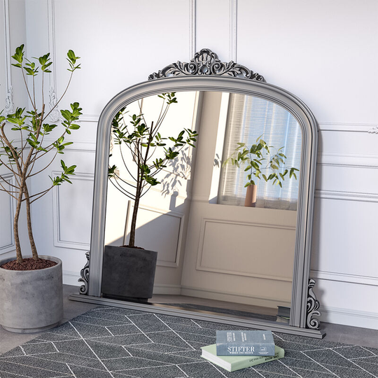 Silver Arched Glass Mirror Wall Mount - Livingandhome