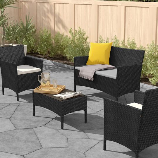 Ana Maria Rattan 4 - Person Seating Group with Cushions