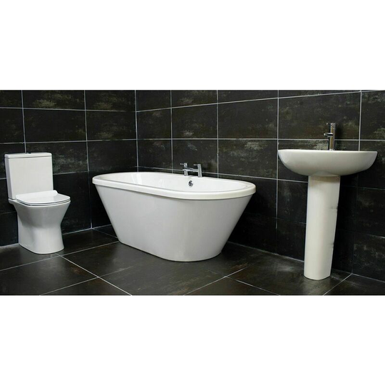 Hydros - Molly Freestanding Bath Suite Deck Mounted Taps Option Modern Bathroom Suite, Closed back toilet-Suite with no taps & wastes