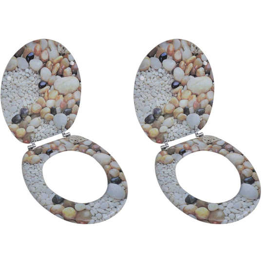 Toilet Seats with Lids 2 pcs mdf Pebbles