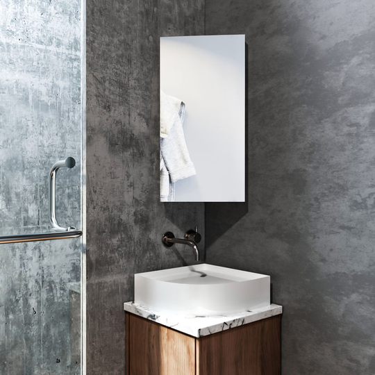 Stainless Steel Corner Cabinet Wall Mounted Bathroom Storage Cabinets Single Door with 3 Shelves 600 x 300 mm - Elegant
