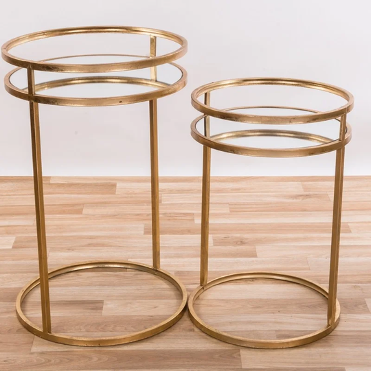 Burrill Metal Mirrored 2 Piece Nest of Tables