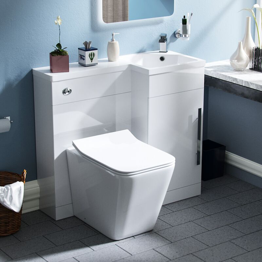 Neshome - Raven rh 900mm Vanity Basin Unit, wc Unit & Elora Back to Wall Toilet White