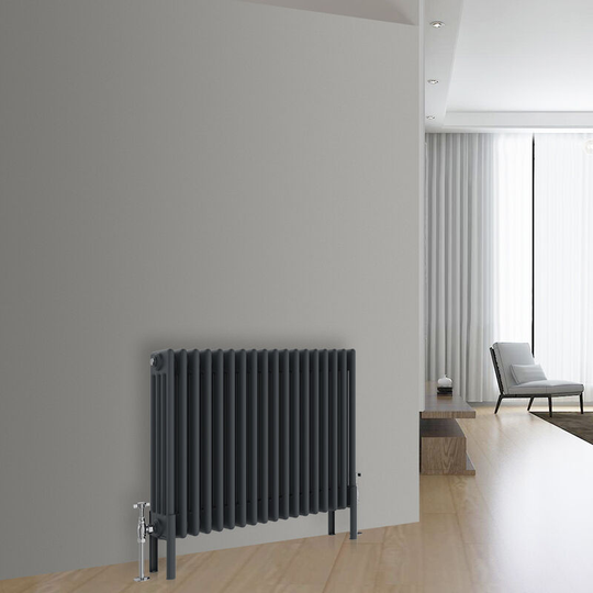 NRG - Traditional Cast Iron Style Radiator Anthracite Central Heating Rads Horizontal 4 Column 600x830mm