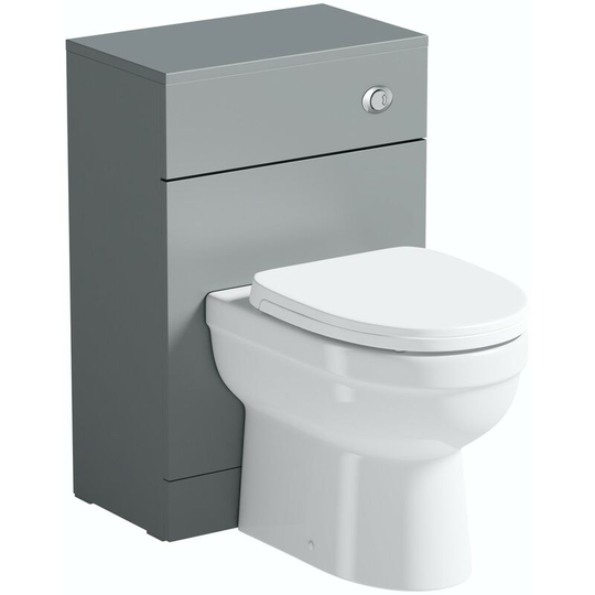 Elsdon stone grey slimline back to wall unit and Eden toilet with soft close seat - Grey - Orchard
